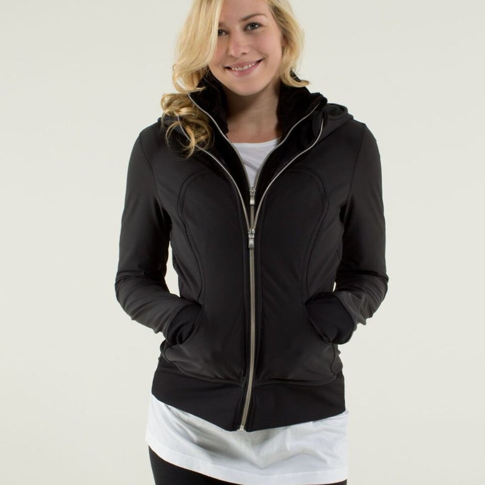 Lululemon Women's Black Softshell Uba Full Zip Slim Casual Hoodie Size 6